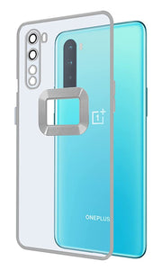 YOFO Electroplated Logo View Back Cover Case for OnePlus Nord (Transparent|Chrome|TPU+Poly Carbonate)- Silver