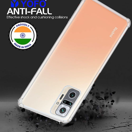 YOFO Silicon Transparent Back Cover for Mi Redmi Note 10 Pro Shockproof Bumper Corner, Ultimate Protection with Free OTG Adapter