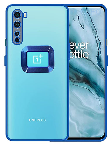 YOFO Electroplated Logo View Back Cover Case for OnePlus Nord (Transparent|Chrome|TPU+Poly Carbonate)- Blue