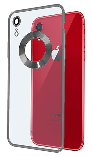 YOFO Electroplated Logo View Back Cover Case for Apple iPhone XR (Transparent|Chrome|TPU+Poly Carbonate)- Silver