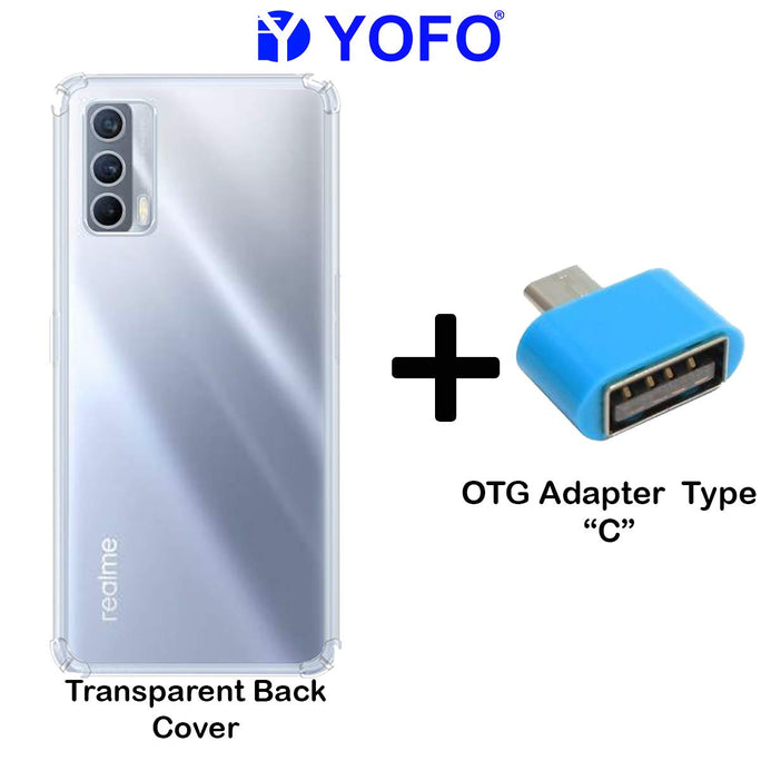 YOFO Silicon Transparent Back Cover for Realme X7 Shockproof Bumper Corner, Ultimate Protection with Free OTG Adapter
