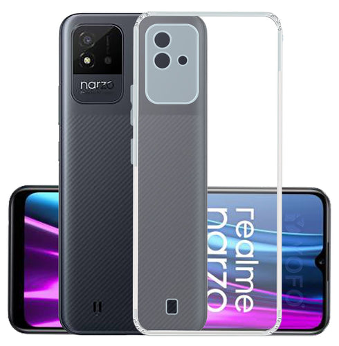 YOFO Back Cover for Realme Narzo 50i (Flexible|Silicone|Transparent|Camera Protection|DustPlug)