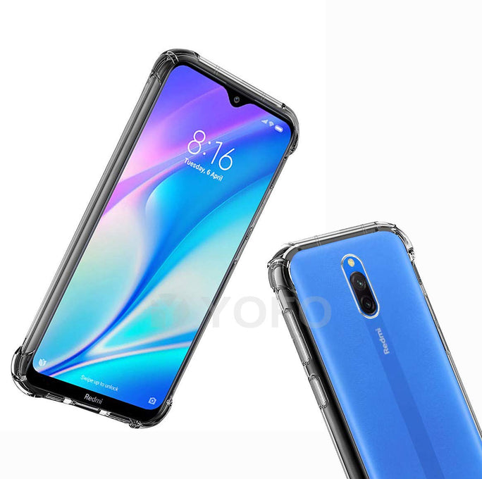 YOFO Shockproof Full Air Cushion Technology Back Cover for MI Redmi 8A Dual - (Transparent) Full Protection Case