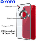 YOFO Electroplated Logo View Back Cover Case for Apple iPhone XR (Transparent|Chrome|TPU+Poly Carbonate)- Silver