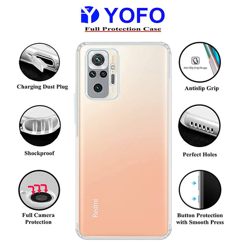 YOFO Silicon Transparent Back Cover for Mi Redmi Note 10 Pro / Redmi Note 10 Pro Max - Camera Protection with Anti Dust Plug