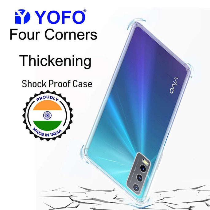 YOFO Silicon Transparent Back Cover for Vivo Y20 / Vivo Y20A / Vivo Y20i / Vivo Y20G / Vivo Y12s Shockproof Bumper Corner, Ultimate Protection with Free OTG Adapter