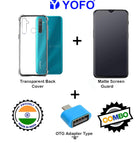 YOFO Combo for Realme 5 PRO Transparent Back Cover + Matte Screen Guard with Free OTG Adapter