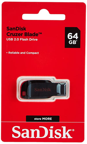 SanDisk Cruzer Blade 64GB USB Flash Drive - Red Black