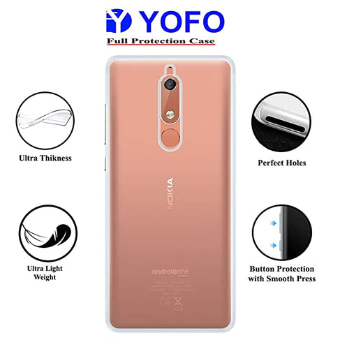YOFO Back Cover for Nokia 5.1 (Flexible|Silicone|Transparent|Camera Protection)