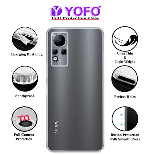 YOFO Back Cover for Infinix Note 11 (Flexible|Silicone|Transparent|Dust Plug|Camera Protection)…