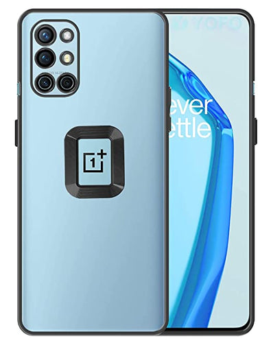 YOFO Electroplated Logo View Back Cover Case for OnePlus 9R / 8T (Transparent|Chrome|TPU+Poly Carbonate)- BLACK