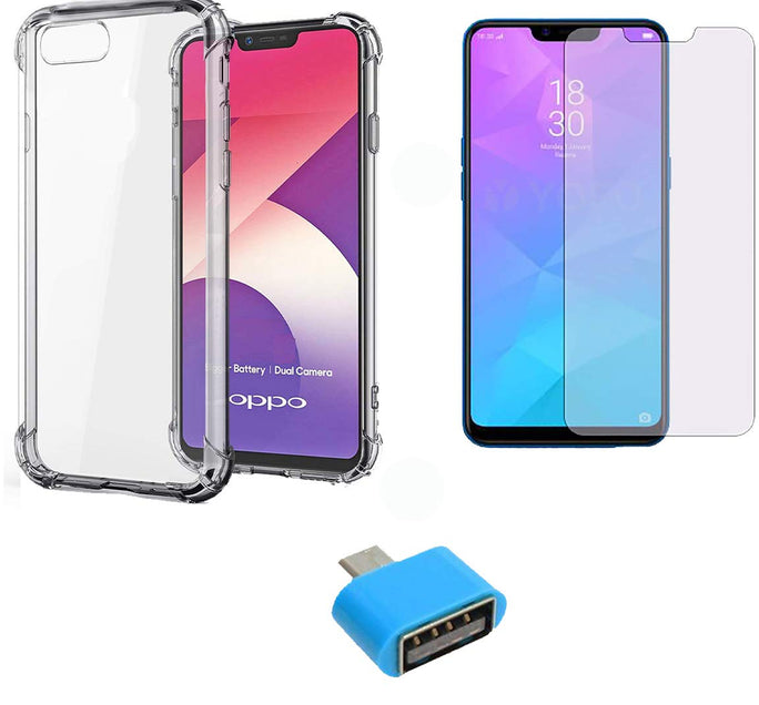 YOFO Combo for Realme C1 Transparent Back Cover + Matte Screen Guard with Free OTG Adapter