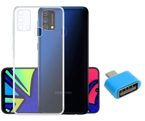 YOFO Silicon Transparent Back Cover for Samsung F41 - Camera Protection, Anti Dust Plug with Free OTG Adapter