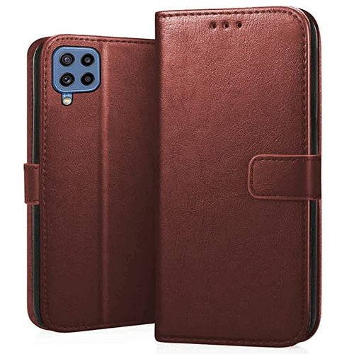 YOFO Samsung Galaxy M32 / F22 (4G) Leather Flip Cover Full Protective Wallet Case