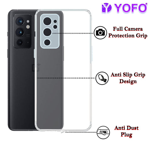 YOFO Back Cover for OnePlus 9RT (5G) (Flexible|Silicone|Transparent|Camera Protection|DustPlug)
