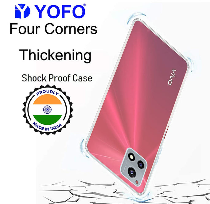YOFO Back Cover for Vivo Y72 (5G) (Flexible|Silicone|Transparent|Camera Protection|DustPlug)