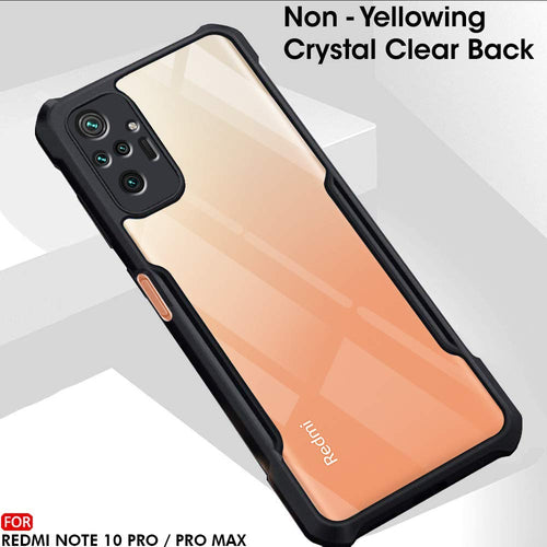 YOFO Mi Redmi Note 10 Pro / Note 10 Pro Max Clear Back Case, [Military Grade Protection] Shock Proof Slim Hybrid Bumper Cover (Black)