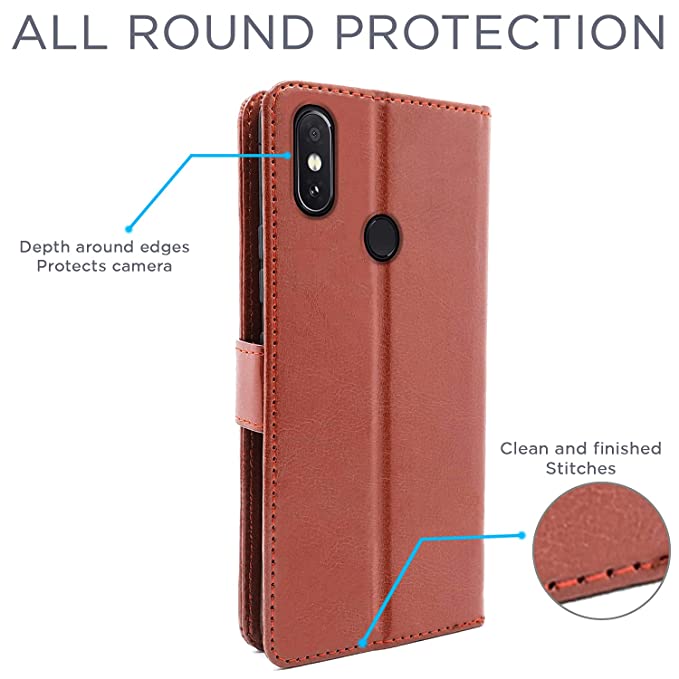 YOFO Flip Leather Magnetic Wallet Back Cover Case for Mi Redmi Note 5 Pro
