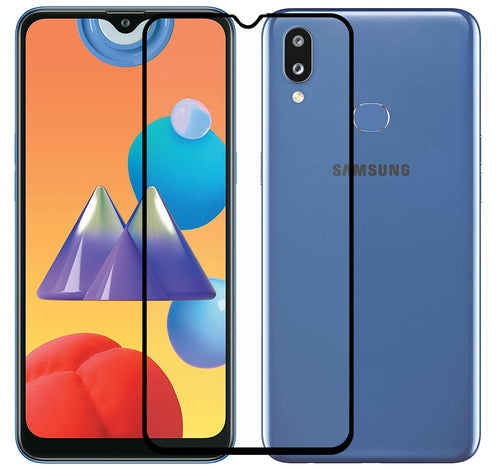 YOFO HD D+ Edge to Edge Full Screen Coverage Tempered Glass for Samsung Galaxy M01s - Full Glue AGorilla Glass (Black)