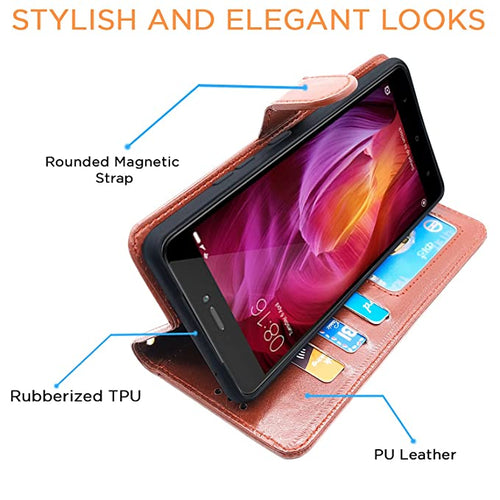 YOFO Flip Leather Magnetic Wallet Back Cover Case for Mi Redmi Note 4