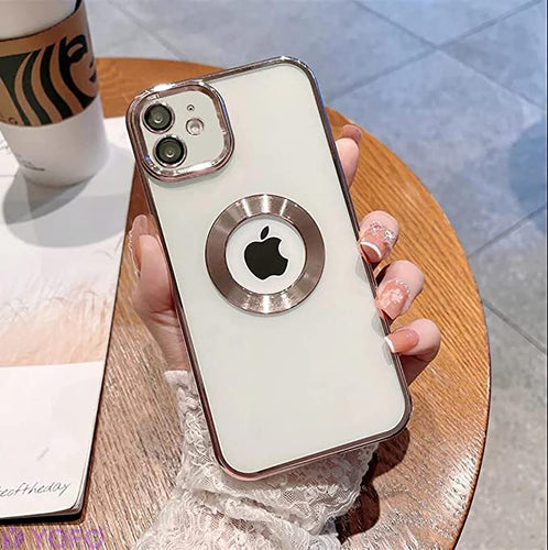 YOFO Electroplated Logo View Back Cover Case for Apple iPhone 12 Mini [5.4] (Transparent|Chrome|TPU+Poly Carbonate)- GOLD