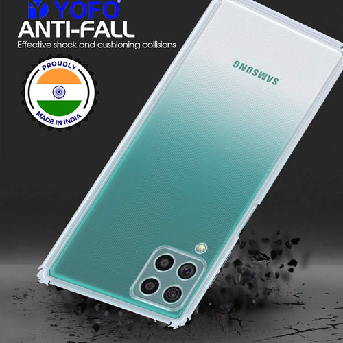 YOFO Silicon Transparent Back Cover for Samsung F62 Shockproof Bumper Corner with Free OTG Adapter