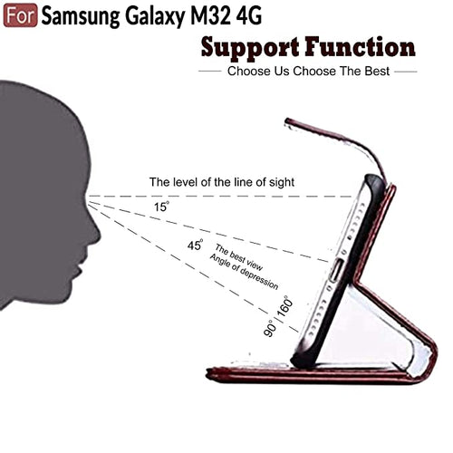 YOFO Samsung Galaxy M32 / F22 (4G) Leather Flip Cover Full Protective Wallet Case
