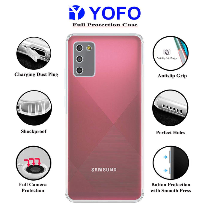 YOFO Silicon Transparent Back Cover for Samsung M02s - Camera Protection with Anti Dust Plug
