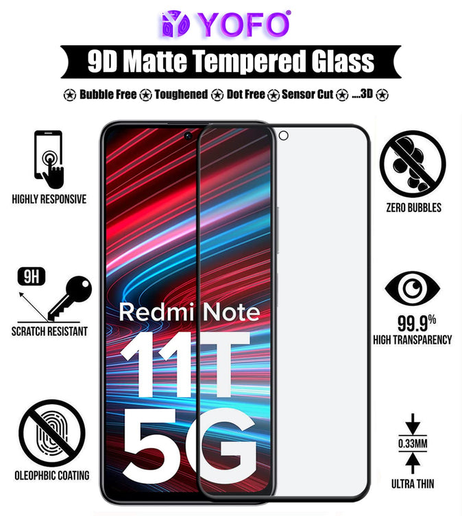 YOFO Anti Glare Matte Finish 9D Full Screen Ceramic Screen Protector for MI Redmi Note 11T / 11x / 11x Pro / 11i (Full Edge to Edge)