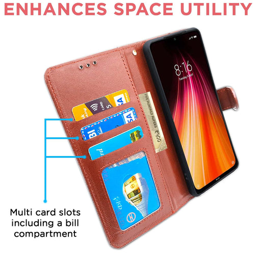 YOFO Flip Leather Magnetic Wallet Back Cover Case for Redmi Note 8