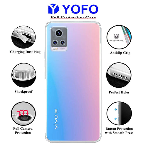 YOFO Silicon Transparent Back Cover for Vivo V20 Pro - Camera Protection with Anti Dust Plug