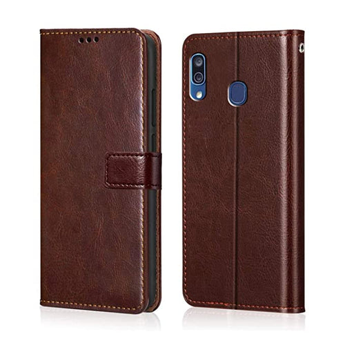 YOFO Samsung Galaxy A20 / A30 / M10s  Prime Leather Flip Cover Full Protective Wallet Case