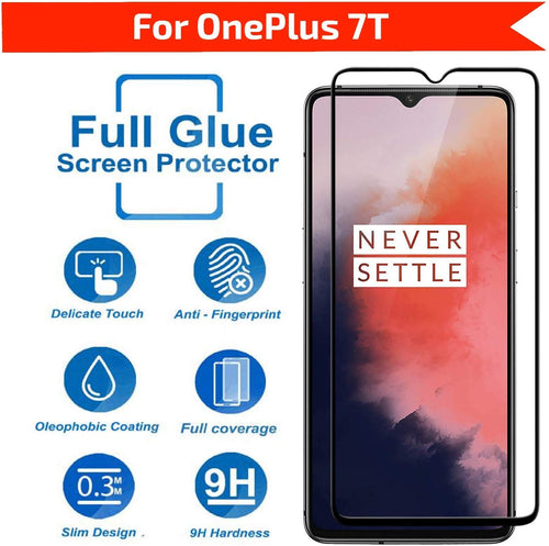 YOFO HD D+ Edge to Edge Full Screen Coverage Tempered Glass for Oneplus 7T- Full Glue Gorilla Glass (Black)