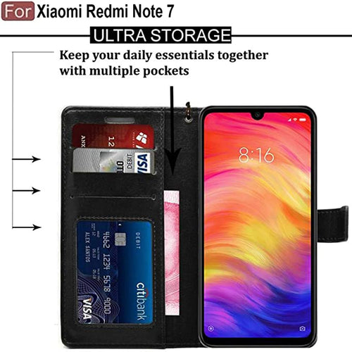 YOFO Flip Leather Magnetic Wallet Back Cover Case for Mi Redmi Note 7/ Note 7s / Note 7 Pro