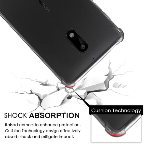 Yofo Transparent Soft Rubber Back Cover for Nokia 6 (Transparent)