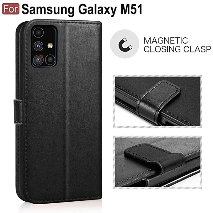 YOFO Samsung Galaxy M51 Leather Flip Cover Full Protective Wallet Case