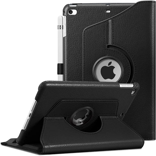 YOFO iPad Mini 4 Case, 360 Degree Rotating Stand Folio Case PU Leather Rotating Stand Cover (Black)