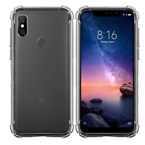 YOFO Shockproof Back Cover for Redmi Note 6 Pro (Transparent)