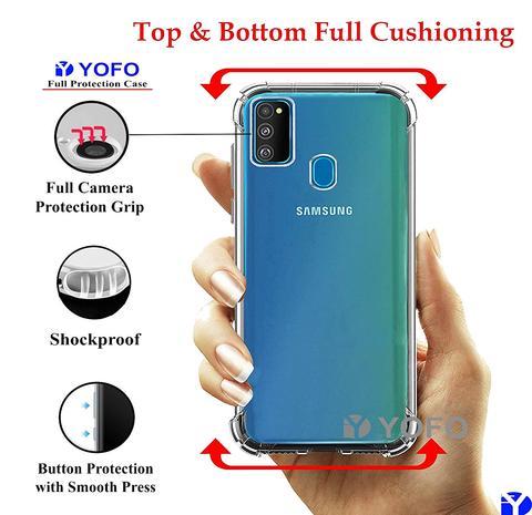 YOFO Shockproof Soft Transparent Back Cover for Samsung M21 - (Transparent)