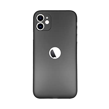YOFO Black Logo Cut Back Cover Case for iPhone 11 (6.1) (Black) (Black) Ultra Thin