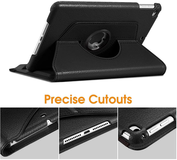 YOFO iPad Mini 4 Case, 360 Degree Rotating Stand Folio Case PU Leather Rotating Stand Cover (Black)