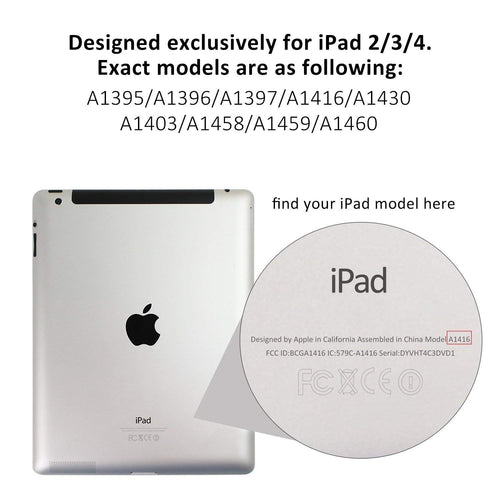 YOFO iPad 2 / 3 / 4 Case, 360 Degree Rotating Stand Folio Case PU Leather Rotating Stand Cover (Black)