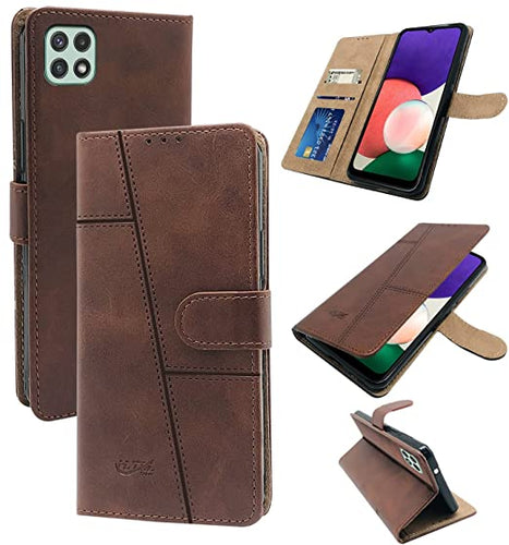 YOFO Samsung Galaxy A22(5G) Leather Flip Cover Full Protective Wallet Case