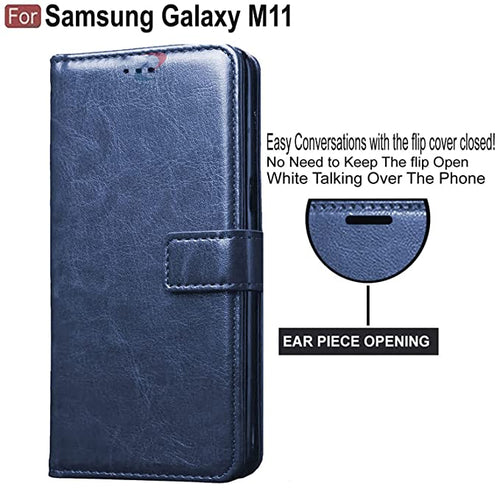 YOFO Samsung Galaxy M11 Leather Flip Cover Full Protective Wallet Case
