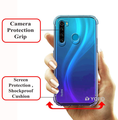 YOFO Rubber Full Protection Back Cover for MI Redmi Note 8 (Transparent) Shockproof