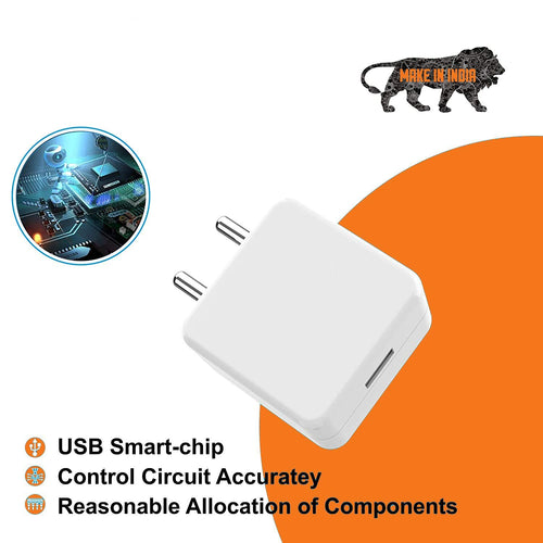 Realme Compatible SuperFastt 65W Charger Adapter With Type "C" Data Cable - White