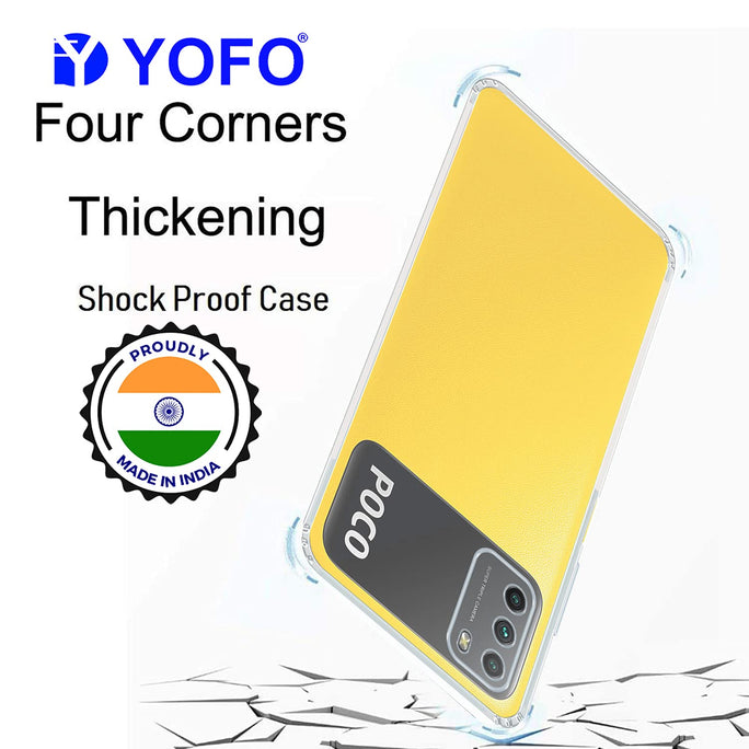 YOFO Silicon Transparent Back Cover for Poco M3 - Camera Protection with Anti Dust Plug