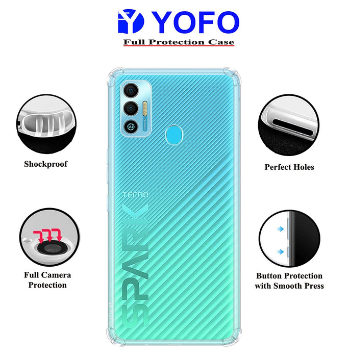 YOFO Back Cover for Tecno Spark 7 / 7T (Flexible|Silicone|Transparent |Shockproof)