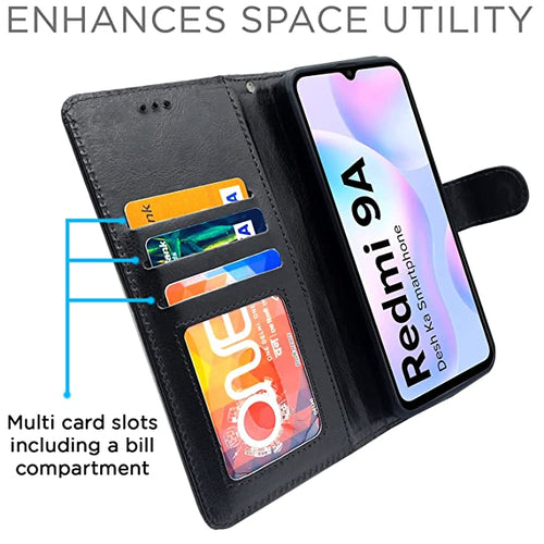 YOFO Flip Leather Magnetic Wallet Back Cover Case for Mi Redmi 9A / 9i