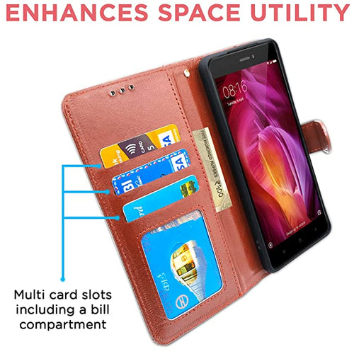 YOFO Flip Leather Magnetic Wallet Back Cover Case for Mi Redmi Note 4